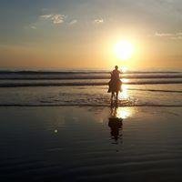 Horseback riding at sunset, South Pacific, Costa Rica photo